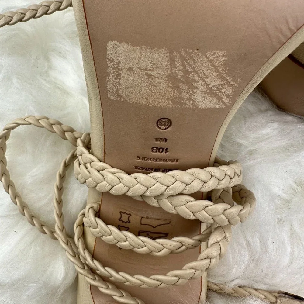 Schutz Jada Braided Ankle Tie Sandal in Egg Shell - Picture 8 of 9